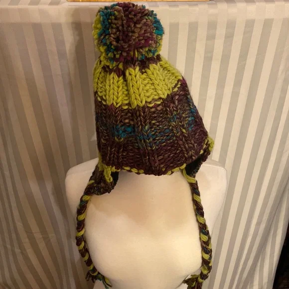 Starling designer knitted hat made in Poland multicolor. 14 inch tails NEIL.jpg main image 4